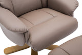 The Florence, Swivel Recliner Chair & Footstool in Earth PU Faux Leather - Clearance