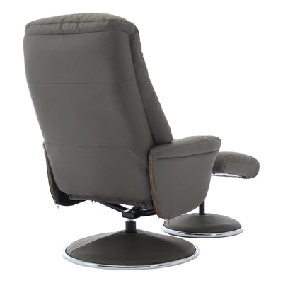 The Lyon - Genuine Leather Swivel Recliner Chair & Footstool in Cinder Grey