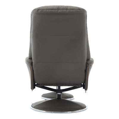 The Lyon - Genuine Leather Swivel Recliner Chair & Footstool in Cinder Grey