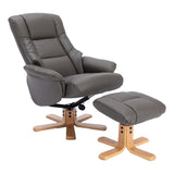 The Cairo - Swivel Recliner Chair & Matching Footstool in Cinder Faux Leather