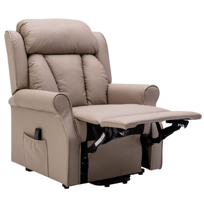 The Darwin - Dual Motor Riser Recliner Mobility Arm Chair in Taupe Genuine Leather - Slight Damage - Clearance