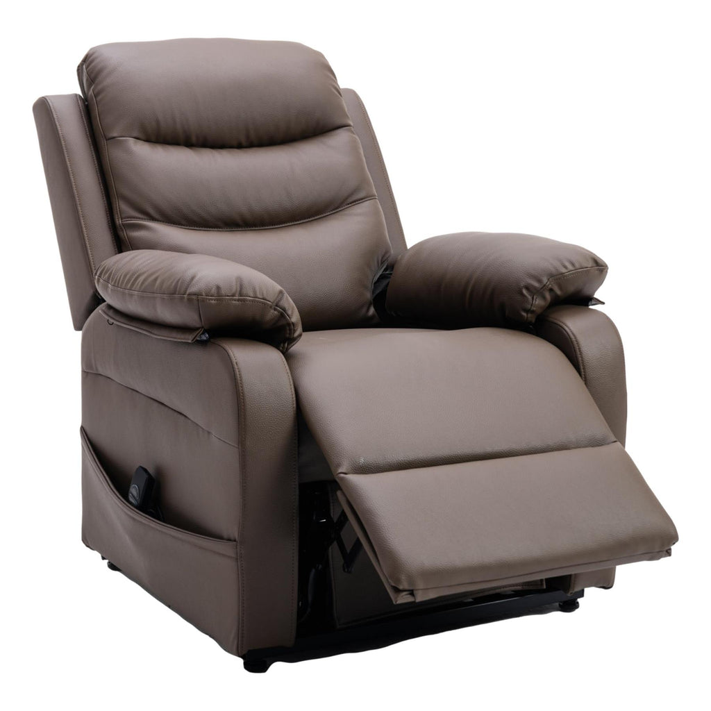 The Bamford - Single Motor Riser Recliner Chair in Truffle Plush Faux Leather - Refurbished