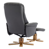 The Hawaii - Swivel Recliner Chair & Matching Footstool in Cinder Genuine Leather - Clearance