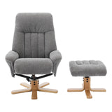 The Paris Swivel Recliner Chair & Footstool in Lille Charcoal Fabric