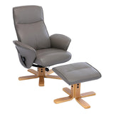 The Alexandria Swivel Recliner Chair with Heat & Massage - Grey Faux Leather