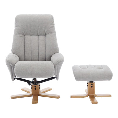 The Paris Swivel Recliner Chair & Footstool in Lille Cloud Fabric