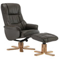 Cairo Swivel Recliner Chair & Footstool in Charcoal Plush Faux Leather - Clearance Morris Living