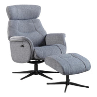 The Murcia - Swivel Recliner Chair & Matching Footstoolin Powder Blue Fabric