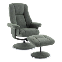 The Denver - Swivel Recliner Chair & Matching Footstool in Cha Cha Fern Fabric - Refurbished