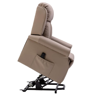 The Darwin - Dual Motor Riser Recliner Mobility Arm Chair in Taupe Genuine Leather - Slight Damage - Clearance