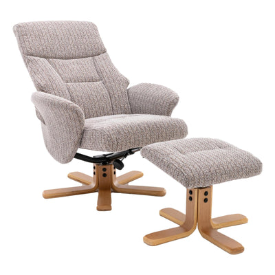 The Giza - Fabric Swivel Recliner Chair & Matching Footstool in Wheat