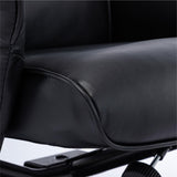 Memphis Swivel Recliner Chair & Footstool in Black Faux Leather - Refurbished