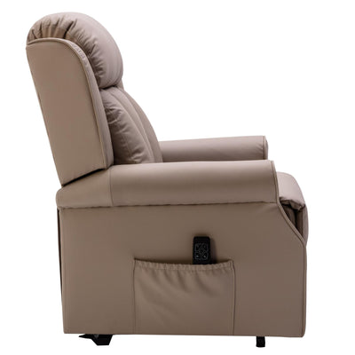 The Darwin - Dual Motor Riser Recliner Mobility Arm Chair in Taupe Genuine Leather - Slight Damage - Clearance