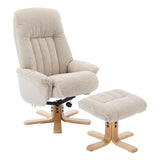 The Paris Swivel Recliner Chair & Footstool in Lille Sand Fabric - Refurbished