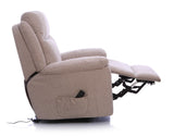 Oxford Riser Recliner / Lift & Tilt Chair in Soft Beige Fabric with USB charging - Clearance