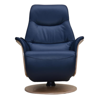 The Iowa - Stunning Electric Leather Recliner with Integrated Footstool & Wireless Remote - Navy