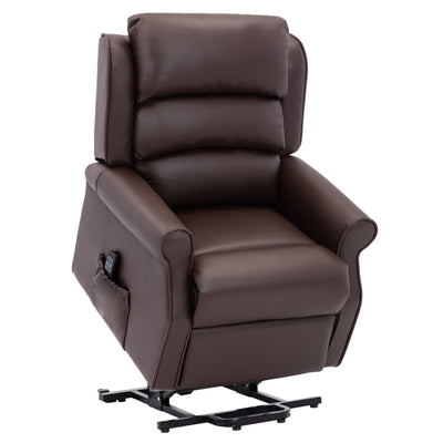 The Perth - Dual Motor Riser Recliner Mobility Chair in Brown Plush Faux Leather