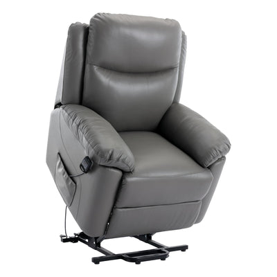 The Devon - Dual Motor Mobility Riser Recliner Arm Chair - Grey Genuine Leather - Minor Damage - Clearance