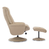 The Lyon - Genuine Leather Swivel Recliner Chair & Footstool in Pebble Cream