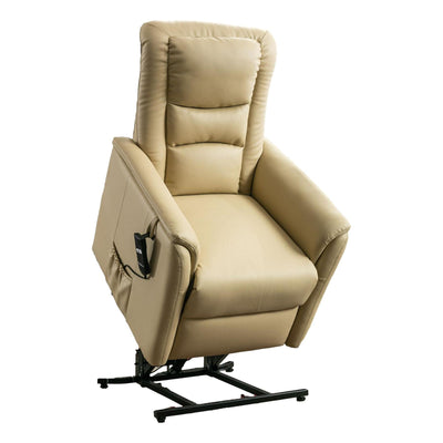 The Bradwell - Single Motor Riser Recliner Chair in Cream Plush Faux Leather - Refurbished