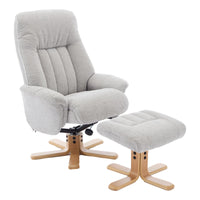 The Paris Swivel Recliner Chair & Footstool in Lille Cloud Fabric