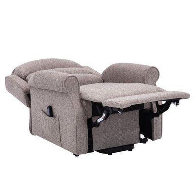 The Perth - Dual Motor Riser Recliner Mobility Chair in Lisbon Mocha Fabric - Clearance