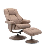 The Denver Swivel Recliner Chair & Footstool - Genuine Leather Earth - Refurbished