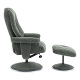 The Denver - Swivel Recliner Chair & Matching Footstool in Cha Cha Fern Fabric - Refurbished