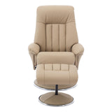 The Lyon - Genuine Leather Swivel Recliner Chair & Footstool in Pebble Cream - Refurbished