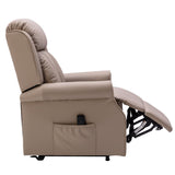 The Darwin - Dual Motor Riser Recliner Mobility Arm Chair in Taupe Genuine Leather - Slight Damage - Clearance