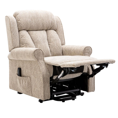 The Darwin - Dual Motor Riser Recliner Mobility Arm Chair in Cream Brushstroke Fabric