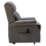 The Darwin - Dual Motor Riser Recliner Mobility Arm Chair in Grey Genuine Leather