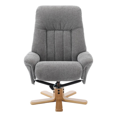 The Paris Swivel Recliner Chair & Footstool in Lille Charcoal Fabric