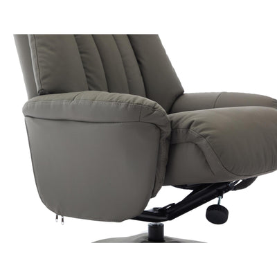 The Lyon - Genuine Leather Swivel Recliner Chair & Footstool in Cinder Grey