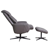 The Indiana Swivel Recliner Chair in Charcoal Genuine Leather and Black base.