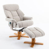 Exmouth Fabric Swivel Recliner Massage Chair & Footstool in Sand