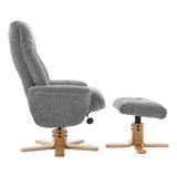 The Paris Swivel Recliner Chair & Footstool in Lille Charcoal Fabric