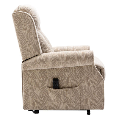 The Darwin - Dual Motor Riser Recliner Mobility Arm Chair in Cream Brushstroke Fabric