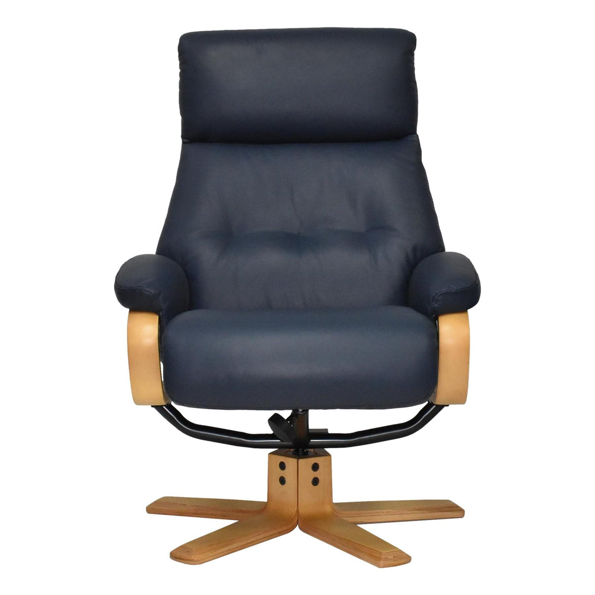 The Vienna - Swivel Recliner Chair & Matching Footstool in Navy Leathe ...