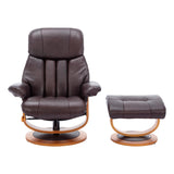 Hereford Genuine Leather Chestnut Brown Swivel Reclining Chair & Footstool - Refurbished