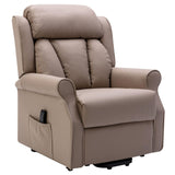 The Darwin - Dual Motor Riser Recliner Mobility Arm Chair in Taupe Genuine Leather - Slight Damage - Clearance