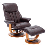 Hereford Genuine Leather Chestnut Brown Swivel Reclining Chair & Footstool - Refurbished