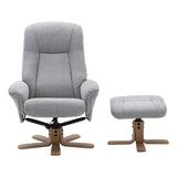 The Hawaii Swivel Recliner Chair & Footstool in Lille Cloud Fabric - Refurbished