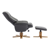 The Hawaii - Swivel Recliner Chair & Matching Footstool in Cinder Genuine Leather - Clearance