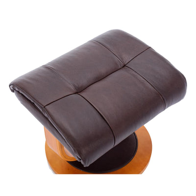 Hereford Genuine Leather Chestnut Brown Swivel Reclining Chair Matching Footstool