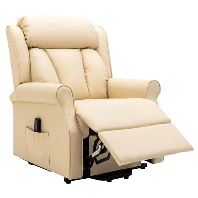 The Darwin - Dual Motor Riser Recliner Mobility Arm Chair in Cream Genuine Leather