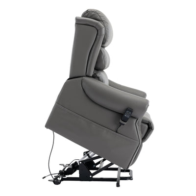 The Carlton Genuine Leather Riser Recliner in Grey - Dual Motor Mobility Chair - Refurbished