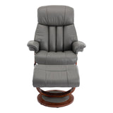 Hereford Genuine Leather Grey Swivel Reclining Chair Matching Footstool - Refurbished - Grade C