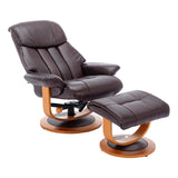 Hereford Genuine Leather Chestnut Brown Swivel Reclining Chair & Footstool - Refurbished