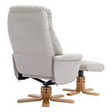 The Dubai - Swivel Recliner Chair & Footstool in Mushroom Plush Faux Leather - Refurbished